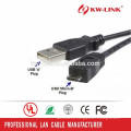 Cable USB 2.0 de alta velocidad para cargador de datos negro Un macho para micro tipo B 1.8 metros